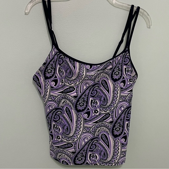 Purple and navy blue with white tankini top. size14 built in padded cups - Picture 1 of 5